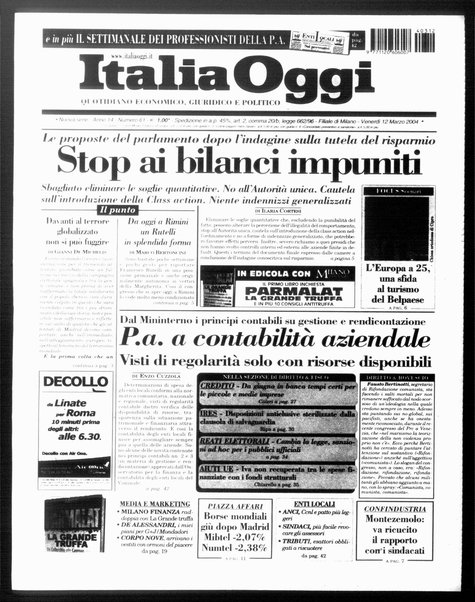 Italia oggi : quotidiano di economia finanza e politica